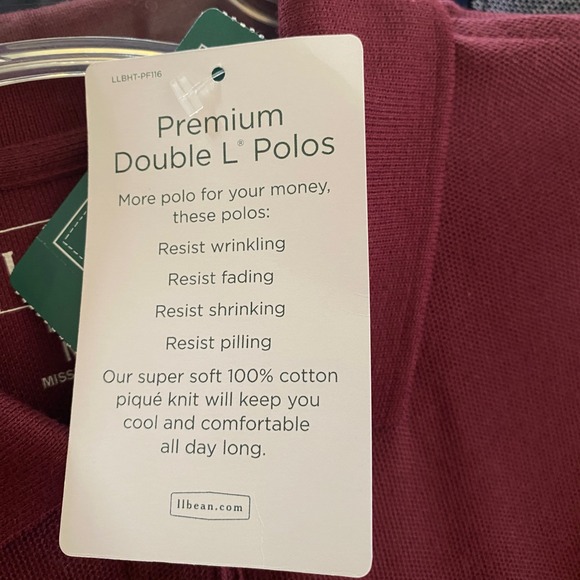 L.L.Bean Double L Relaxed Fit Polo Shirt Women Med Maroon Pique Knit Cotton NWT - Picture 6 of 8